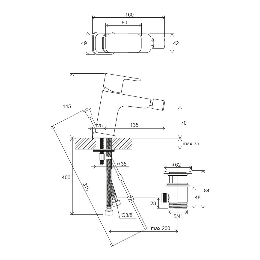 Ravak X070133 - Смеситель для биде FREE, полированный хром