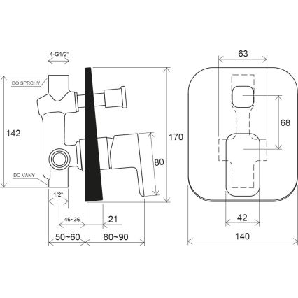 Ravak X070134 - Душовий змішувач для прихованого монтажу FREE блискучий хром