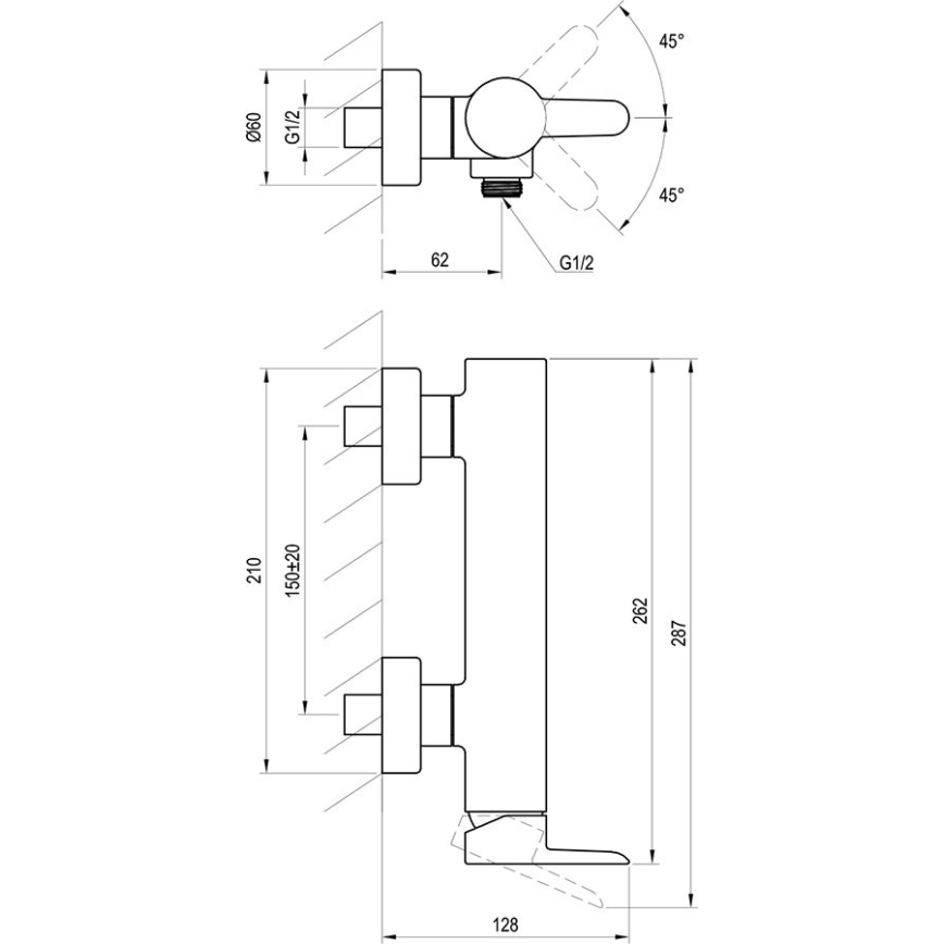 Ravak X070145 - душевой смеситель PURI, полированный хром