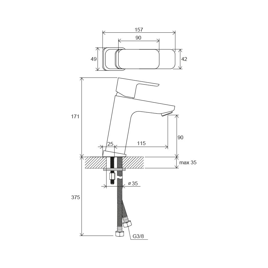 Ravak X070150 - смеситель для умывальника FREE, высота 17,2 см, черный