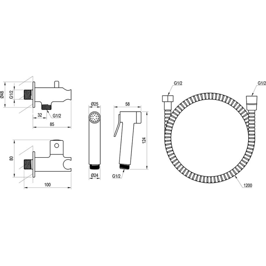 Ravak X070166 - Ручной биде-распылитель для встраиваемой установки глянцевый хром