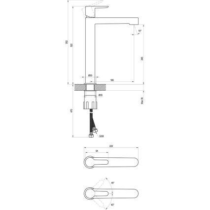 Ravak X070182 - Смеситель для умывальника PURI 32,2 см чёрный
