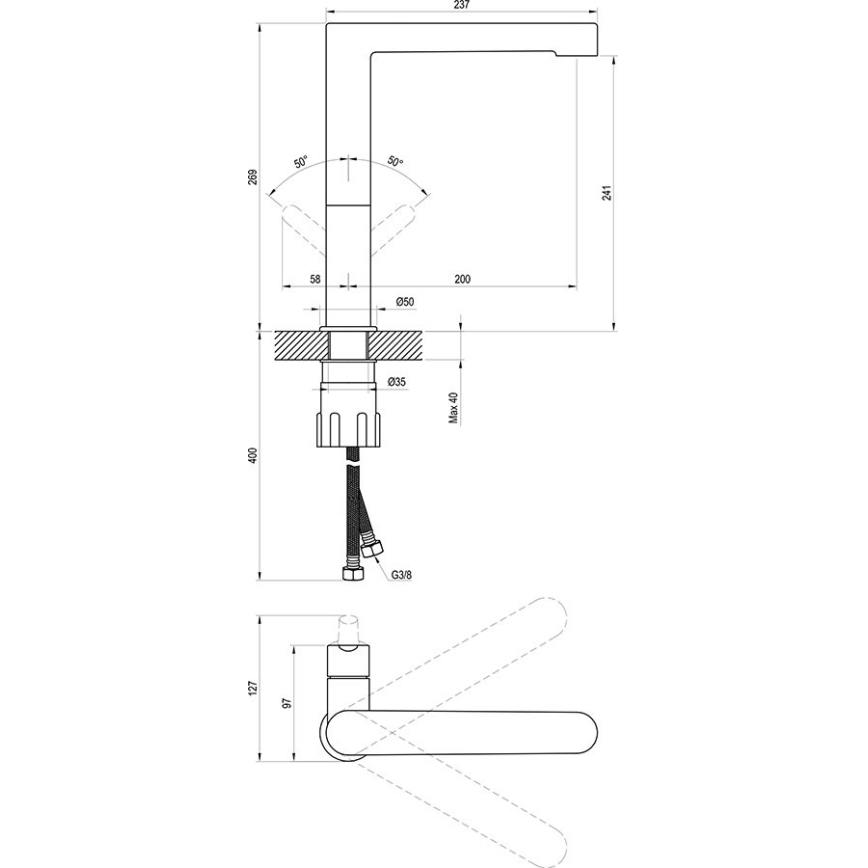 Ravak X070183 - Раковинний змішувач PURI 26,9 см чорний