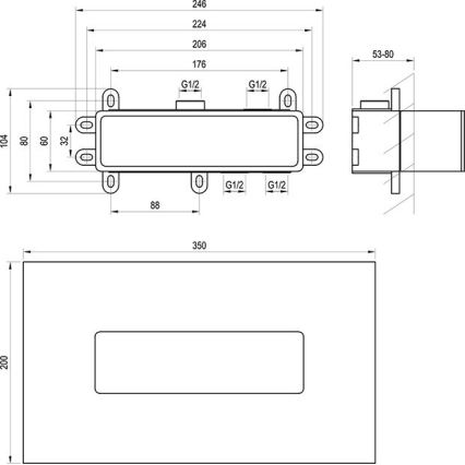 Ravak X070233 - Базовий модуль для вбудованих змішувачів R-BOX 10,4x24,6 см