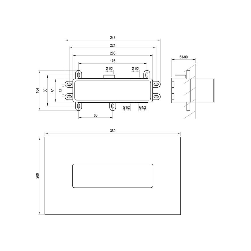 Ravak X070233 - Базовий модуль для вбудованих змішувачів R-BOX 10,4x24,6 см