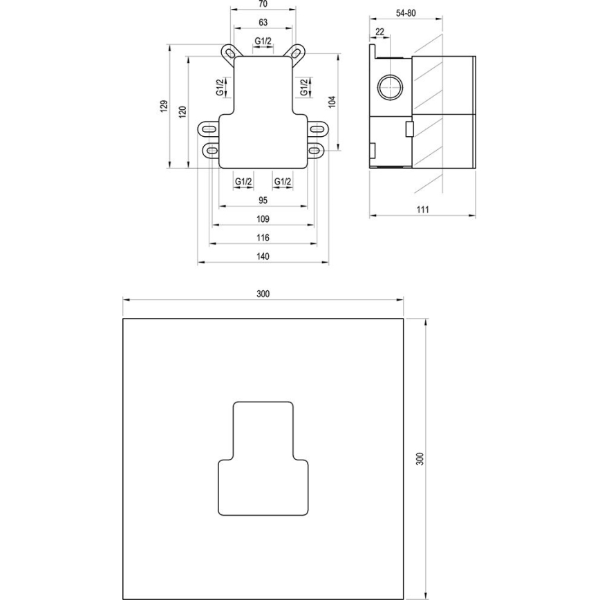 Ravak X070234 - Основний корпус для вбудованих змішувачів R-BOX 12,9x14 cm
