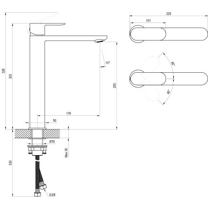 Ravak X070447 - Змішувач для умивальника CHROME 30,3 см, полірований хром