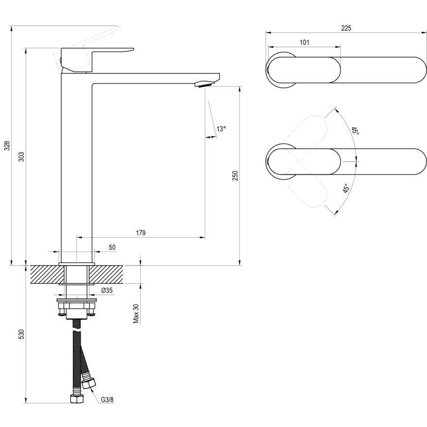 Ravak X070447 - Змішувач для умивальника CHROME 30,3 см, полірований хром