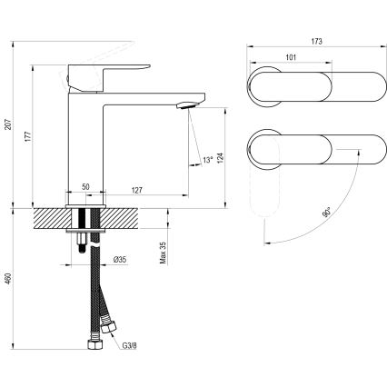 Ravak X070448 - змішувач для умивальника CHROME, 17,7 см, блискучий хром