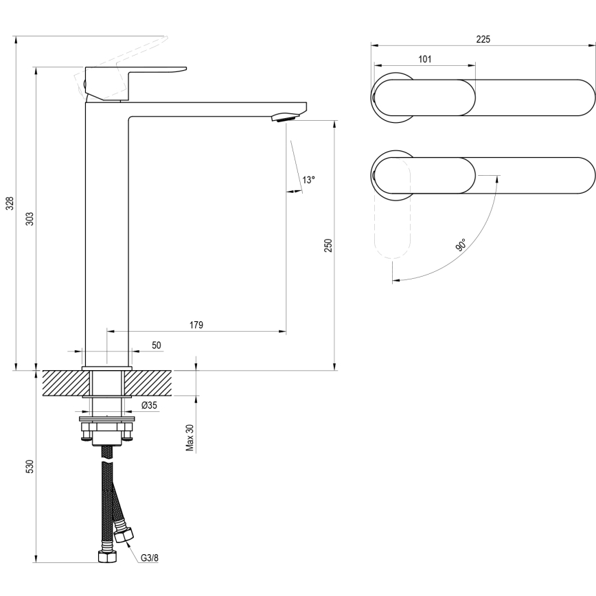 Ravak X070449 - Змішувач для умивальника CHROME 30 см, блискучий хром