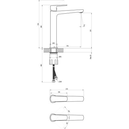 Ravak X070478 - Змішувач для умивальника LIFE, 28 см, чорний