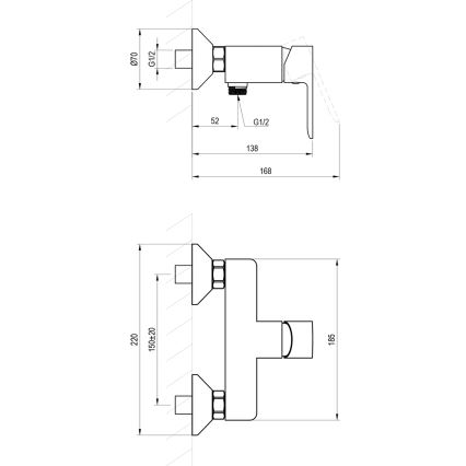 Ravak X070486 - Душевой смеситель SOLAR, глянцевый хром