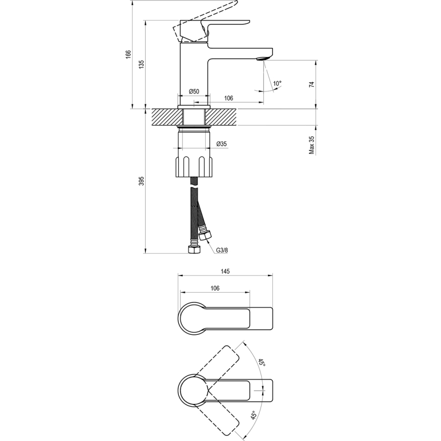 Ravak X070488 - Раковинный смеситель SOLAR 13,5 см черный