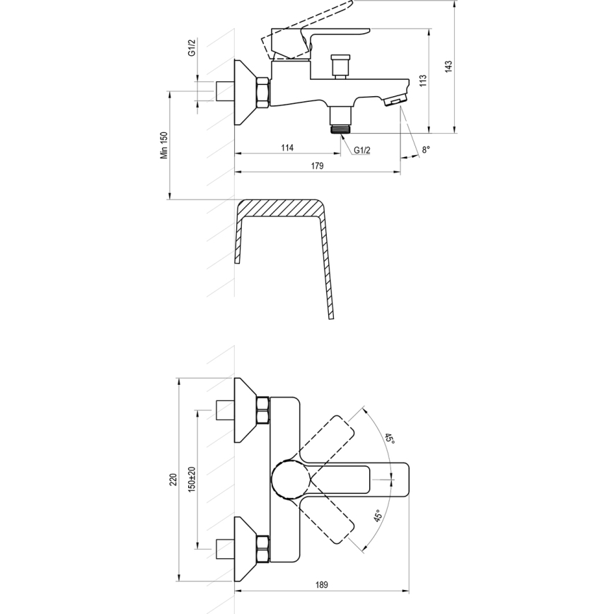 Ravak X070491 - Смеситель для ванны SOLAR чёрный