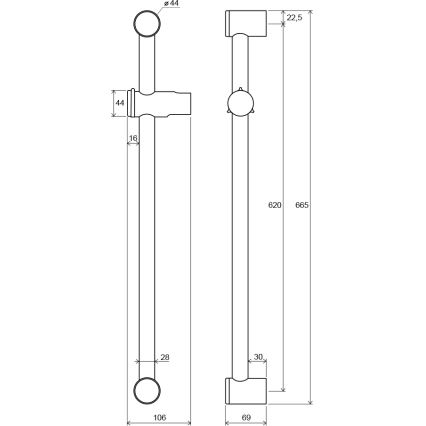 Ravak X07P012 - Душова штанга 66,5 см полірований хром