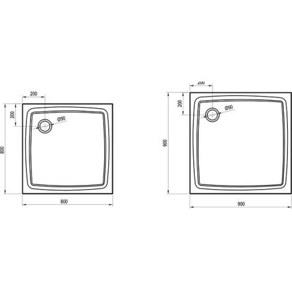 Ravak XA034411010 - Квадратный душевой поддон PERSEUS 80x80 см, белый