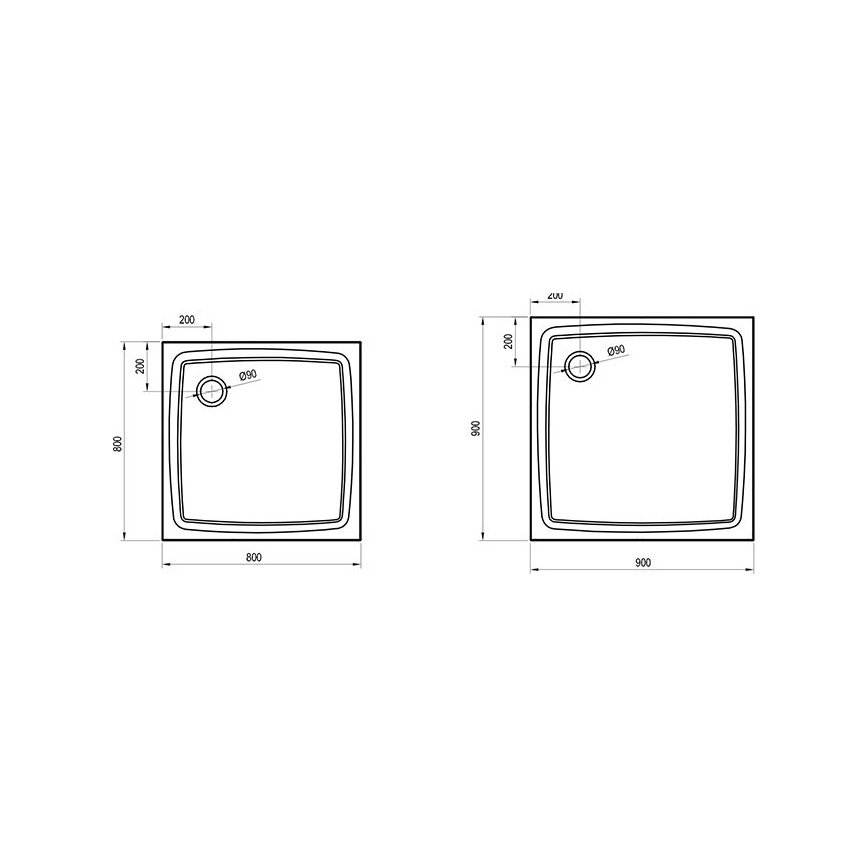 Ravak XA034411010 - Квадратный душевой поддон PERSEUS 80x80 см, белый