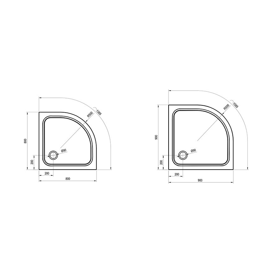 Ravak XA244401010 - Четвертькруглый душевой поддон ELIPSO 80x80 см, белый