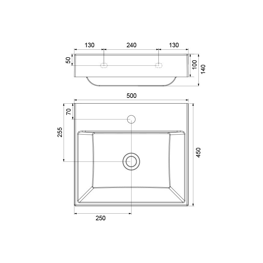 Ravak XJO01250000 - Підвісний умивальник NATURAL 50x45 cm штучний мармур/білий