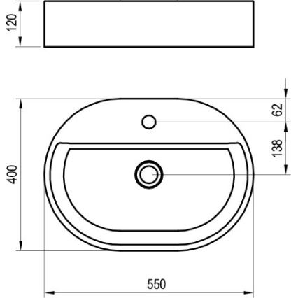 Ravak XJX01155003 - Накладна раковина CERAMIC SLIM 55x40 см, кераміка/біла