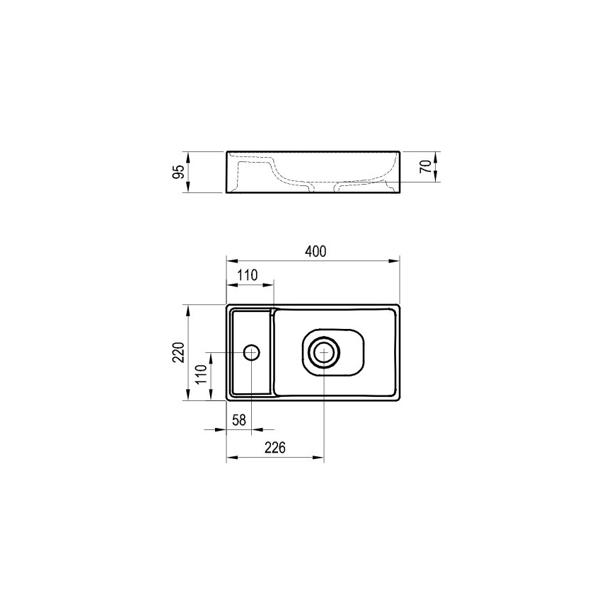 Ravak XJX01240000 - Накладная раковина VEDA SLIM 40x22 см керамика/белая