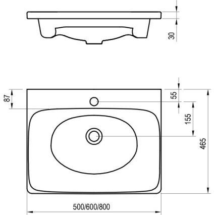 Ravak XJX01250000 - Встраиваемая раковина BALANCE 50x46,5 см керамика/белый
