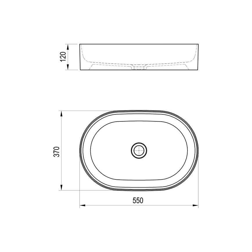 Ravak XJX0D155000 - Накладная раковина CERAMIC SLIM 55x37 см керамика/чёрная
