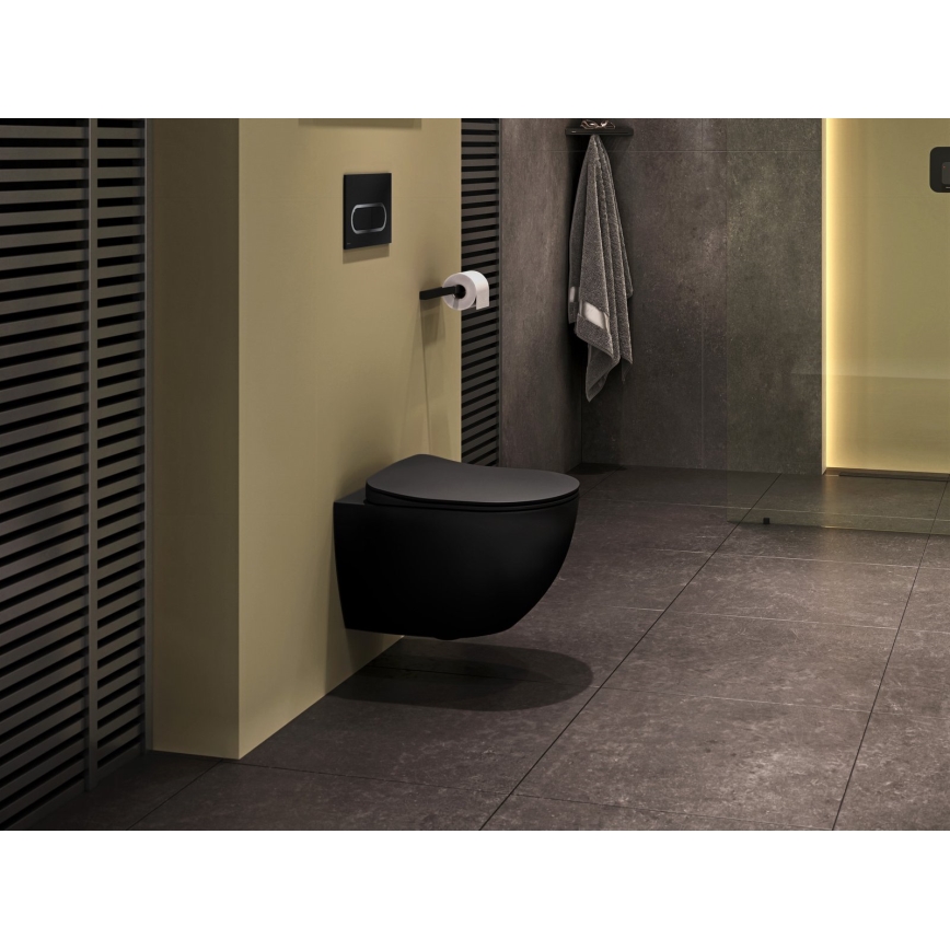 Равак Х01797 - кнопка змиву 24,7х16,5 см хром чорна