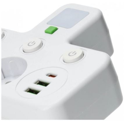 Сетевой разветвитель с выключателем и LED-подсветкой LINEA PRO 2Z + 3xUSB A/C SCHUKO 4000K белый
