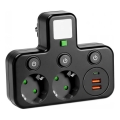 Разветвитель розетки с выключателем и светодиодной подсветкой LINEA PRO 2Z + 3xUSB A/C SCHUKO 4000K черный
