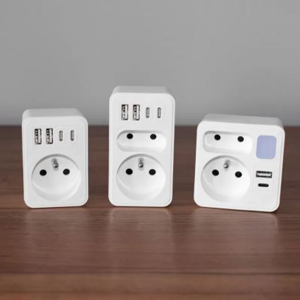 Сетевой разветвитель 2Z + USB-C + USB-A с LED-подсветкой LED/0,5W/230V 3000K