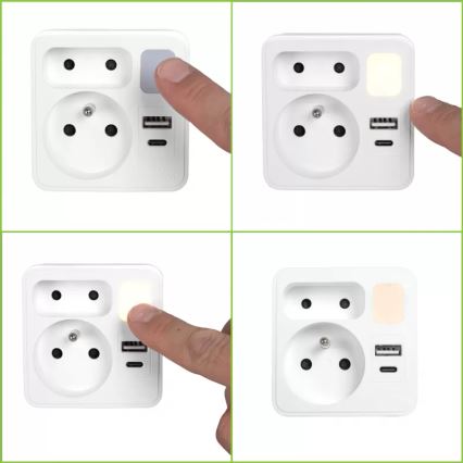 Сетевой разветвитель 2Z + USB-C + USB-A с LED-подсветкой LED/0,5W/230V 3000K