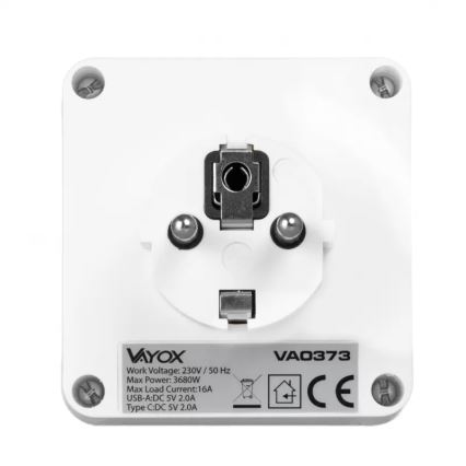 Сетевой разветвитель 2Z + USB-C + USB-A с LED-подсветкой LED/0,5W/230V 3000K