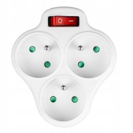 Разветвитель с выключателем, 3 розетки