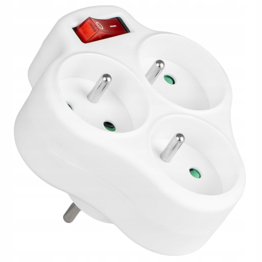 Разветвитель с выключателем, 3 розетки