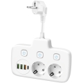 Разветвитель с выключателем LINEA 2x230V + 4xUSB A/C SCHUKO белый