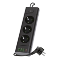 Разветвитель с выключателем LINEA PRO 3x230V+3xUSB-A + 1xUSB-C SCHUKO 1,5 м чёрный