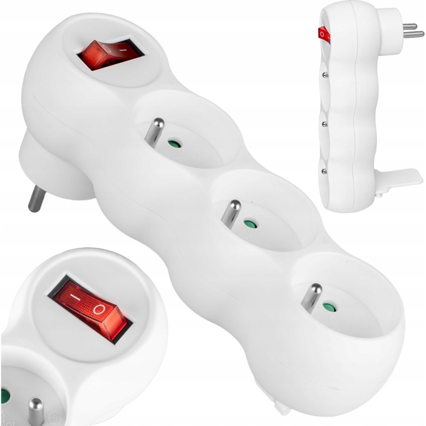 Разветвитель с выключателем на 3 розетки