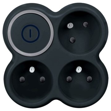 Разветвитель с выключателем — 3 розетки по 10 А, чёрный