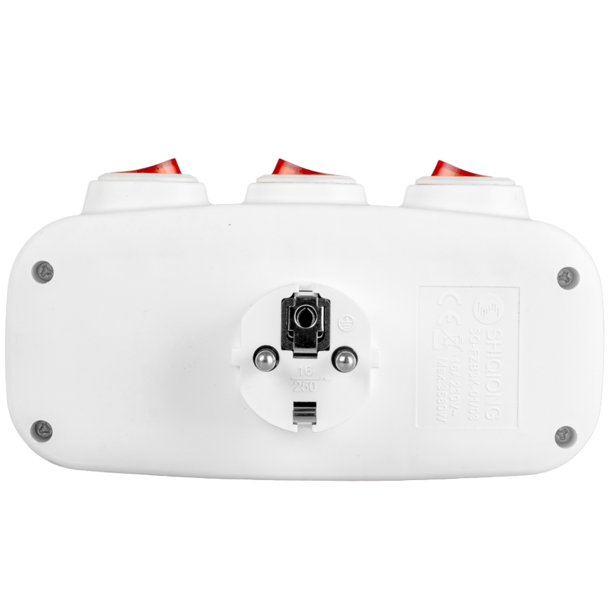 Разветвитель с выключателями, 3 розетки