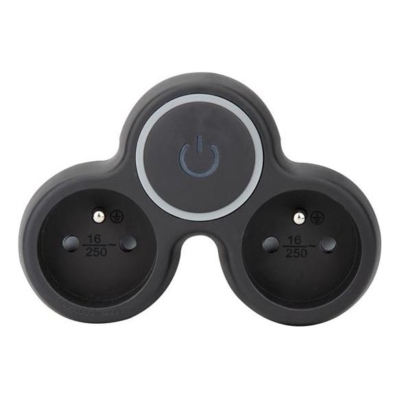 Разветвительная розетка с выключателем, 2x 10A, чёрная