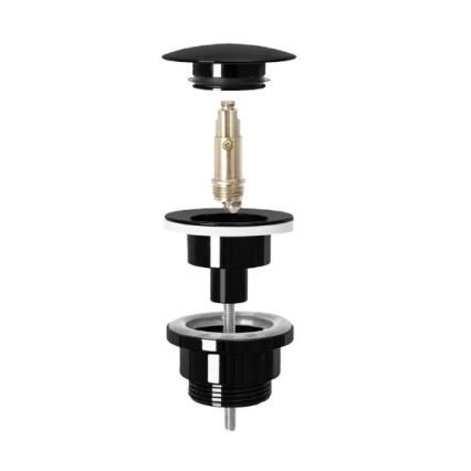 REA-A4100 - Натискна зливна пробка для умивальника CLICK-CLACK, діаметром 6,4 см, чорний глянцевий