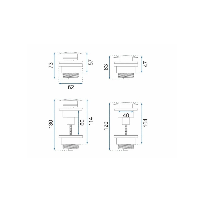 REA-A4100 - Натискна зливна пробка для умивальника CLICK-CLACK, діаметром 6,4 см, чорний глянцевий