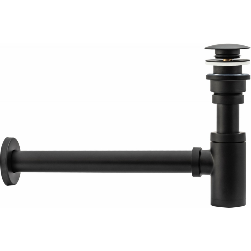 REA-A5215 - Сифон для раковины с донным клапаном CLICK-CLACK, Ø 6,4 см, матовый чёрный