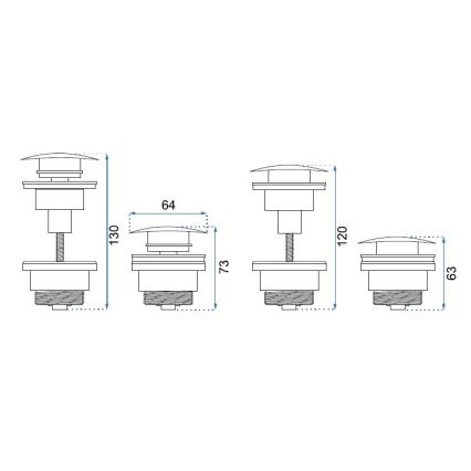 REA-A5217 - Слив для умывальника CLICK-CLACK, диаметр 6,4 см, полированный хром