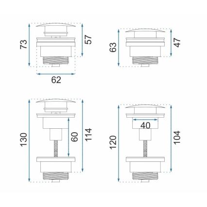 REA-A8110 - Злив для умивальника CLICK-CLACK, діаметр 6,4 см, золотий