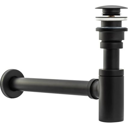 REA-A8536 - Сифон для умывальника с донным клапаном CLICK-CLACK, диаметр 6,4 см, черный