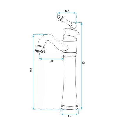 REA-B0227 - Раковинний змішувач VINTAGE OLD 31 см чорний