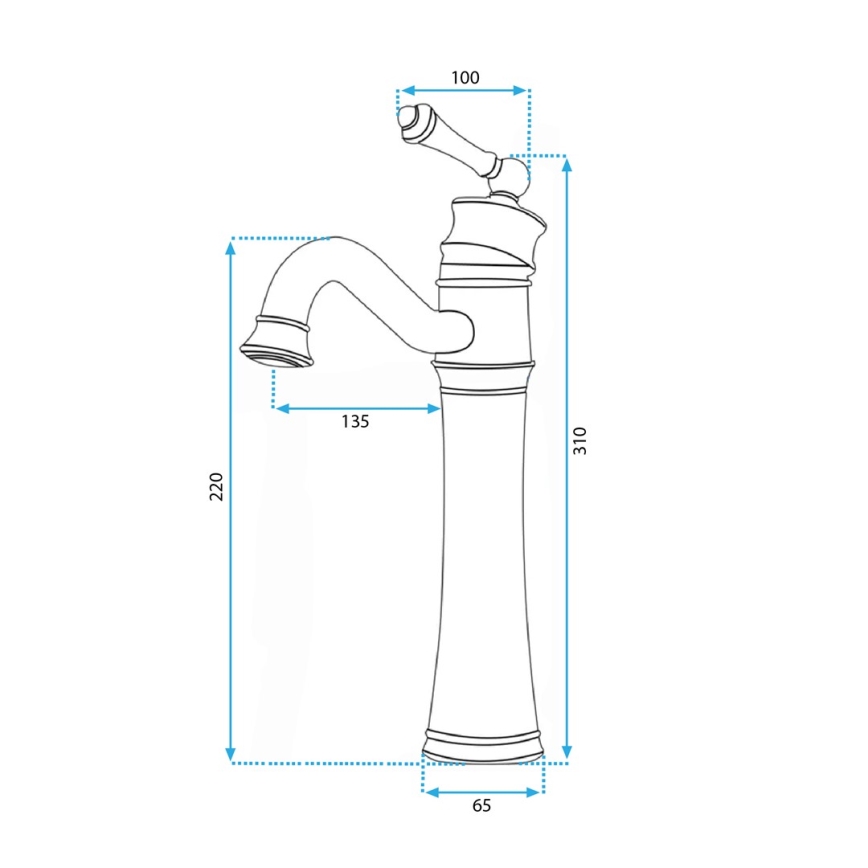 REA-B0227 - Раковинний змішувач VINTAGE OLD 31 см чорний