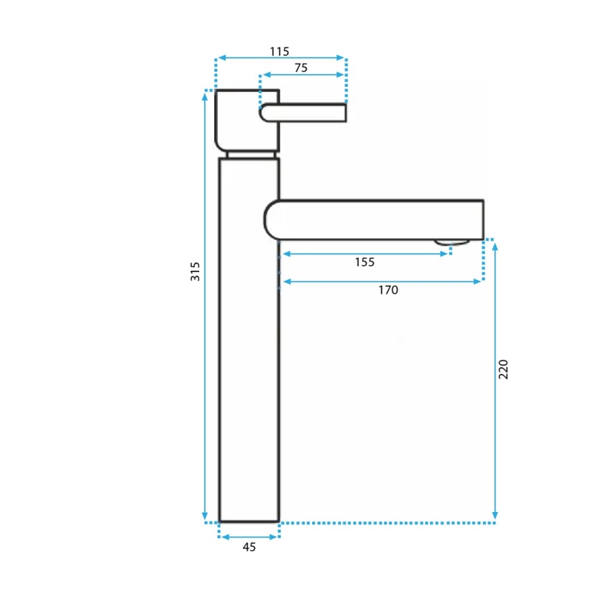 REA-B0229 - Змішувач для умивальника TESS 31,5 см чорний